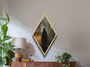 Diamond Shaped Art Haunted Ghost Figure Canvas Art Print, Gothic Halloween Wall Decor, Victorian Spirit Apparition Dark Academia Style