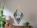 Diamond Shaped Art Abandoned Ruins Ghost Canvas Embossed Print, Victorian Gothic Halloween Wall Decor, Dark Academia Paranormal Spirit
