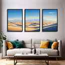 The Sand Dunes, 3 Piece Set, Framed Canvas Prints, Triptych, Desert Painting, Desert Photography Art, Saharan Desert, Multi Piece Wall Art