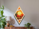 Saguaro National Park Diamond Formed Travel Poster Wall Art Art Print, Canvas Wall Art, Travel Gift, Arizona Travel Art