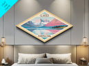 Glacier National Park Diamond Shaped Travel Poster Art Canvas Art Print, Canvas Wall Art, Travel Gift, Montana Travel Art