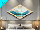 Glacier National Park Diamond Shaped Adventure Print Art Canvas Art Print, Canvas Wall Art, Travel Gift, Montana Travel Art