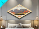 Guadalupe Mountains National Park Diamond-Shaped Travel Poster Art Canvas Art Print, Canvas Wall Art, Travel Present, Texas Travel Art