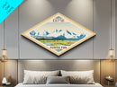 Katmai National Park Diamond Shaped Travel Poster Art Canvas Art Print, Canvas Wall Art, Travel Gift, Alaska Travel Art