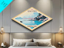 Kenai Fjords National Park Diamond Shaped Travel Poster Art Canvas Art Print, Canvas Wall Art, Travel Gift, Alaska Travel Art