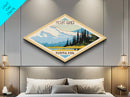 Mount Rainier National Park Diamond Shaped Travel Poster Art Canvas Art Print, Canvas Wall Art, Travel Gift, Washington Travel Art