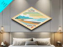 Olympic National Park Diamond Shaped Travel Poster Art Canvas Art Print, Canvas Wall Art, Travel Gift, Washington Travel Art
