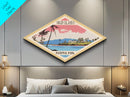 Virgin Islands National Park Diamond Shaped Travel Poster Art Canvas Art Print, Canvas Wall Art, Travel Gift, North Dakota Travel Art