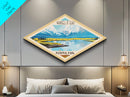 Wrangell-St. Elias National Park Diamond Shaped Travel Poster Art Canvas Art Print, Canvas Wall Art, Travel Gift, Alaska Travel Art