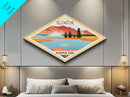 Yellowstone National Park Diamond Shaped Travel Poster Art Canvas Art Print, Canvas Wall Art, Travel Gift, Idaho Travel Art