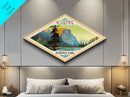 Yosemite National Park Diamond Shaped Travel Poster Art Canvas Art Print, Canvas Wall Art, Travel Gift, California Travel Art