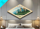 Yosemite National Park Diamond Formed Adventure Poster Art Canvas Art Print, Canvas Wall Art, Travel Gift, California Travel Art