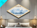 Glacier Bay National Park Diamond Shaped Travel Poster Canvas Art Print, Canvas Wall Art, Travel Gift, Alaska Landscape