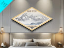 Grand Teton National Park Diamond Shaped Travel Poster Canvas Art Print, Canvas Wall Art, Travel Gift, Wyoming Landscape