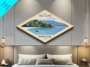 Virgin Islands National Park Diamond Shaped Travel Poster Canvas Art Print, Canvas Wall Art, Travel Gift, North Dakota Landscape