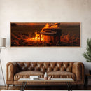 Urban Decay, Street Punk Art, Framed Canvas Print, Burning Grand Piano In A Field at Sunset, Dystopian Decor
