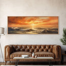 Framed Wall Art Print Set Sunset Horizon on Beach Shore Nature Ocean Oil Painting Nautical Scenic Colorful Multicolor Ultra