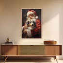 Santa Claus And His Australian Shepherd, Christmas Wall Art, Dog Gift, Christmas Dog, Winter Wall Art, Santa Decor, Santa Art Print