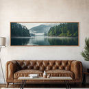 Rustic Nature Landscape Painting Canvas Print | Cozy Forest Canvas Art | Misty Lake & Earth Tones | Farmhouse Cabin Decor