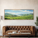 Italian Countryside Painting, Framed Canvas Print, Beautiful Scenic Panoramic Wall Art, Extra Wide Wall Decor, Guest Room Decor