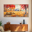 Rustic Autumn Farmhouse Scene Framed Canvas Print Fall Country Landscape with Barn Seasonal Wall Art Farmhouse Decor Holiday Gift 2024