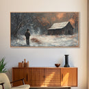 Cowboy On The Farm, Framed Canvas Print Fall Cowboy Wall Art Above Sofa Decor Moody Fall Western Wall Art