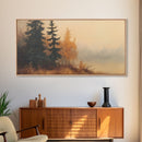 Leaves In Autumn, Framed Canvas Print, Watercolor Landscape Painting, Fall Centerpiece Wall Art