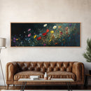 Wildflowers At Midnight Framed Canvas Print, Moody Decor, Boho Minimalist Wall Art, Modern Art, Floral or Botanical Wall Art