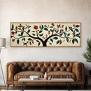 Wabi Sabi Inspired Botanical Print, Panoramic Canvas Art, Boho Style Textile Wall Art Print, Above Bed Or Sofa, Guest Room Decor
