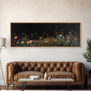 Field of Wildflowers Framed Wall Art Canvas Print, Vintage Botanical Landscape Art, Panoramic Print, Modern Farmhouse Art