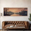 Moody Landscape Painting Print, Framed Canvas Print, Subdued Art, Dark and Stormy Landscape Painting, Panoramic Ultra Wide Wall Art
