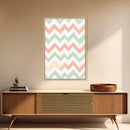 Pastel Chevron Zig Zag Pattern Wall Art, Mid Century Modern Boho Style Home Decor, Living Room Wall Hanging
