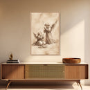 Guardian Angel Wall Art, Angel Painting, Canvas Print, Angel Decor, Angelic Wall Art, Cute Cherub Angel Sketch Art