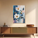 Oil Painting Print of White Flowers, Framed Canvas Print, Floral Art, Botanical Art