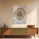The Compass Rose Behind The Wall Framed Canvas Print, Beach Wall Decor, Travel Decor, Vacation Gift Idea