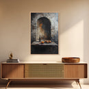 Medieval Kitchen Wall Art, Rustic Home Decor, Framed Canvas Print, Kitchen Home Decor, Dining Room Wall Art, Wine and Fruit Still Life Painting