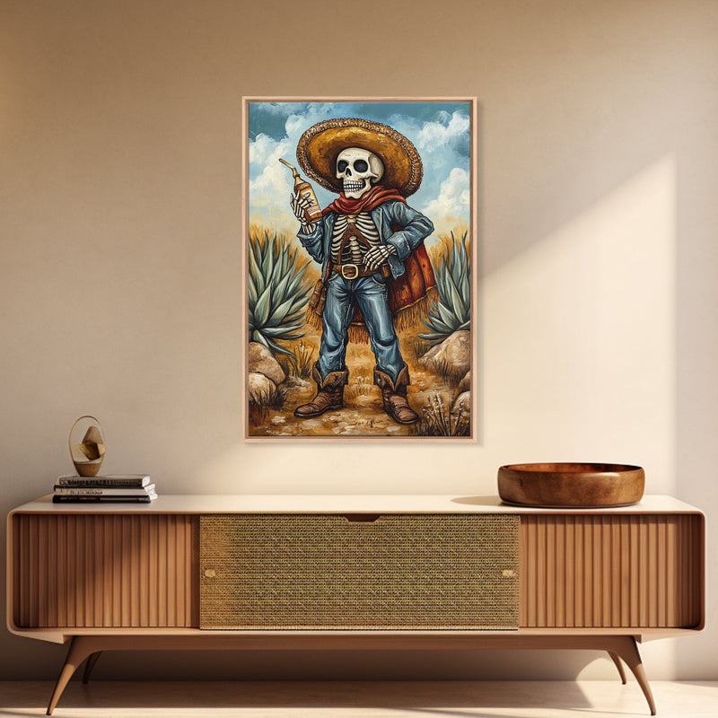 Skeleton Mariachi Chicano Art Canvas Print, Mexicano Wall Art, Tejano