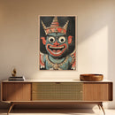 Creepy 19th Century Folk Art Framed Canvas Print, Spooky, Folk Art Painting, Russian Folk Art Home Decor