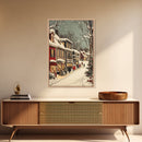 Christmas in Boston Framed Canvas Print, Christmas Village Wall Art, Christmas Prints, Christmas Decor Idea, Christmas Art