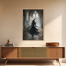 Witchy Decor Framed Canvas Print, Dark Academia, Witch Painting Print, Gothic Decor, Moody Witch Oil Painting, Halloween Art