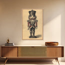 Christmas Nutcracker Canvas Print - Framed Canvas - Minimalist Christmas Art - Boho Christmas Art - Rustic Christmas Art