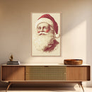 Sainta Clause Painting Canvas Print - Framed Canvas - Minimalist Christmas Art - Boho Christmas Art - Rustic Christmas Art