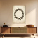 Vintage Wreath Canvas Print - Framed Canvas - Minimalist Christmas Art - Boho Christmas Art - Rustic Christmas Art