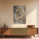 Tiger On The Hunt Framed Canvas Print, Framed Wall Art, Statement Piece, Gift For Him, Father's Day Gift, Tiger Oil Painting
