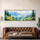 Vintage Mountain Art Canvas Print | Mountain Oil Painting | Extra Large Vintage Wall Art | Panoramic Wall Art Print | Vintage Mountain Scene