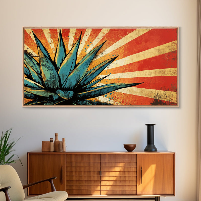 Blue Agave Pop Art Framed Canvas Print | Bar Decor | Bar Wall Art
