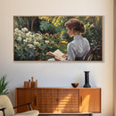 Victorian Oil Painting Print of a Woman In The Garden, Framed Canvas Print, Ready To Hang Art, Woman in Garden Painting Wall Art