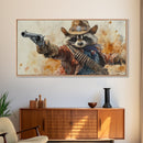 Rootin' Tootin' Cowboy Shootin' Wildwest Cowboy Raccoon Canvas Print - Racoon Painting - Cowboy Raccoon - Wild West Art