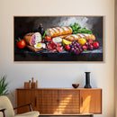Kitchen Wall Art, Painting of a Charcuterie Board, Kitchen Decor, Modern Art, Food Still Life, Food Oil Painting, Kitchen Painting