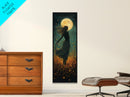 Moonlight goddess painting mystical framed canvas print, ethereal night scene, boho wall art, spiritual bedroom decor, wildflower moon art